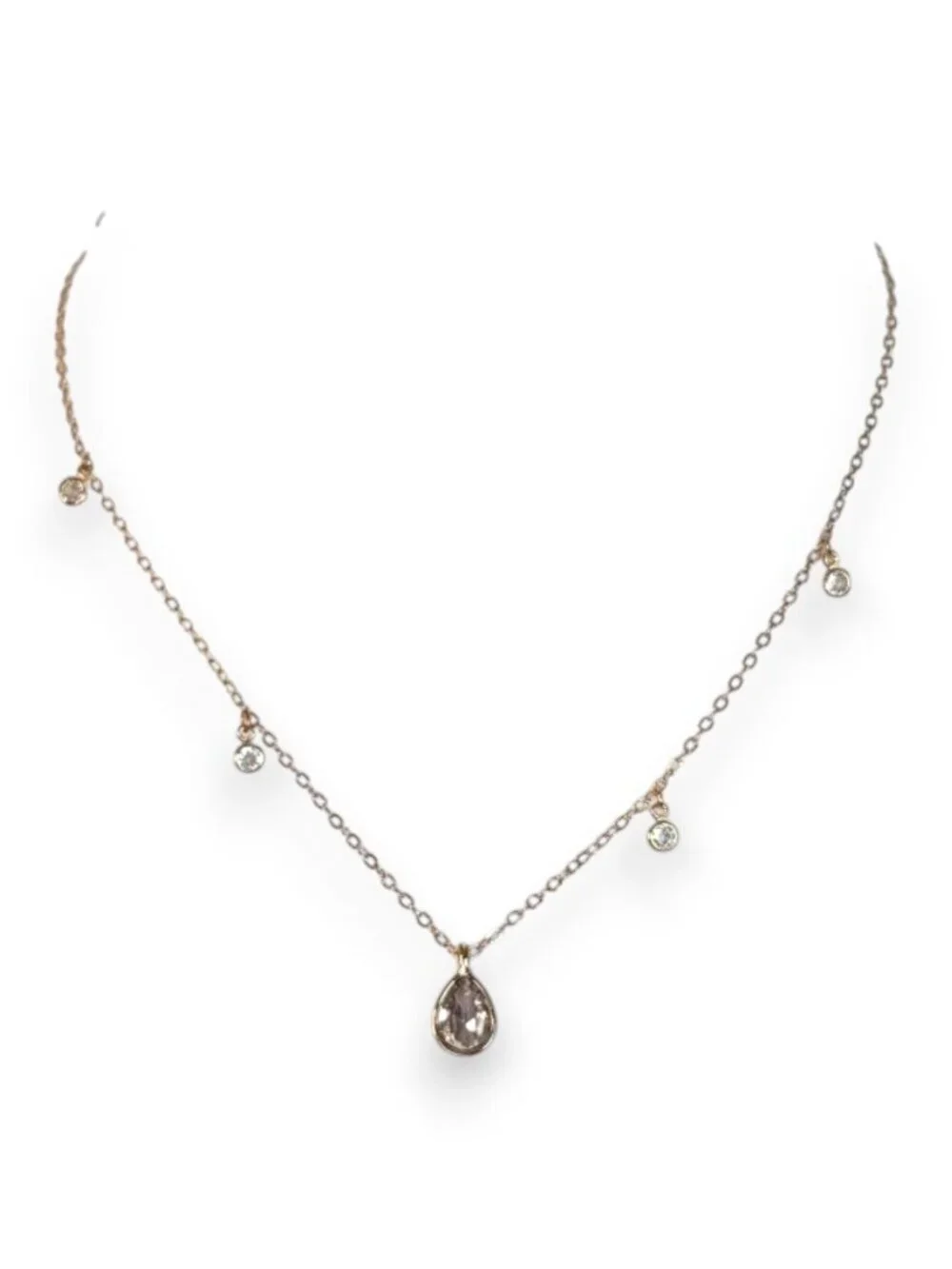 Ettika Dripping Crystals Tear Drop Necklace 14k Gold Plated
